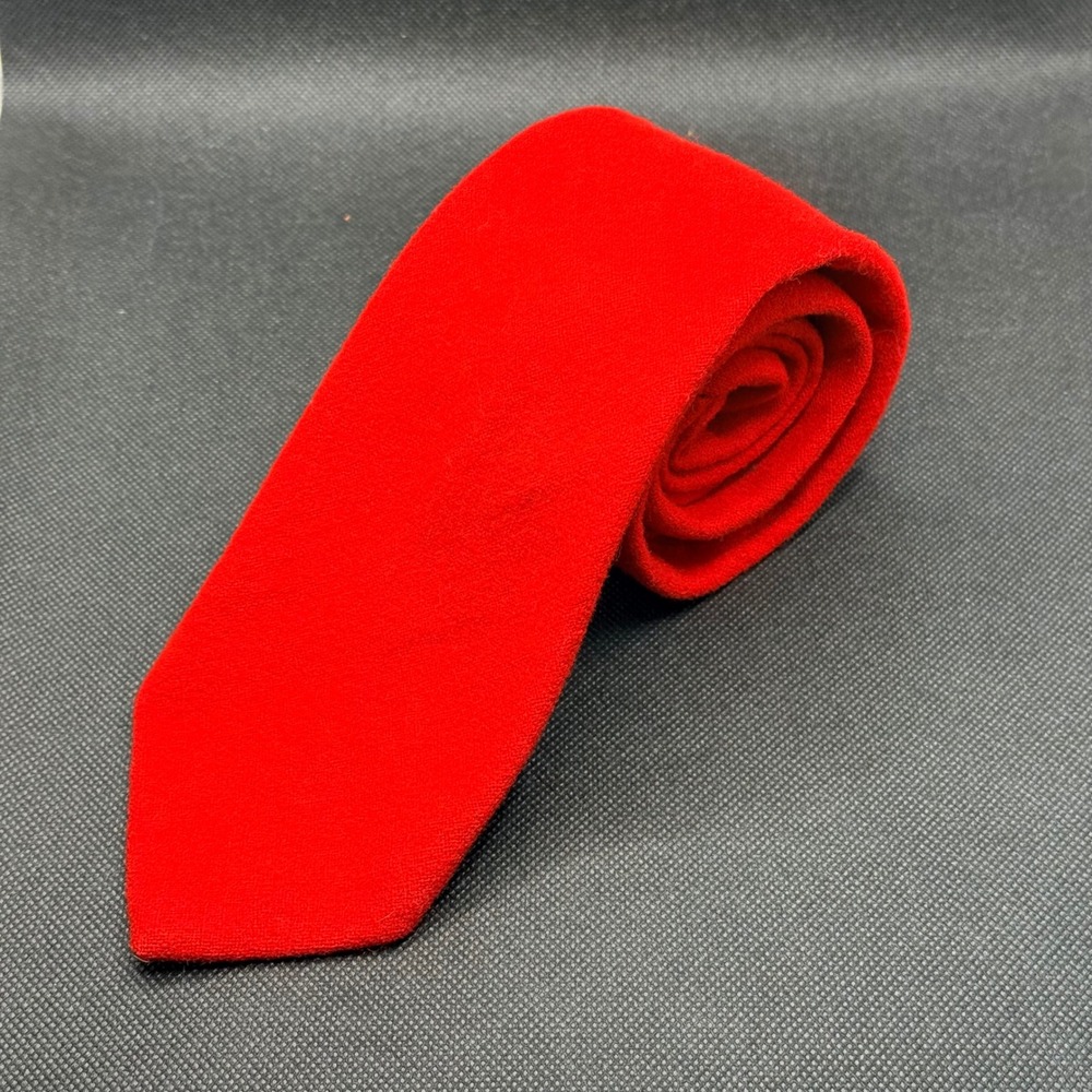 Vintage 1960s Pendleton Solid Red Wool Flannel Tie 3.5" x 56" Made in USA